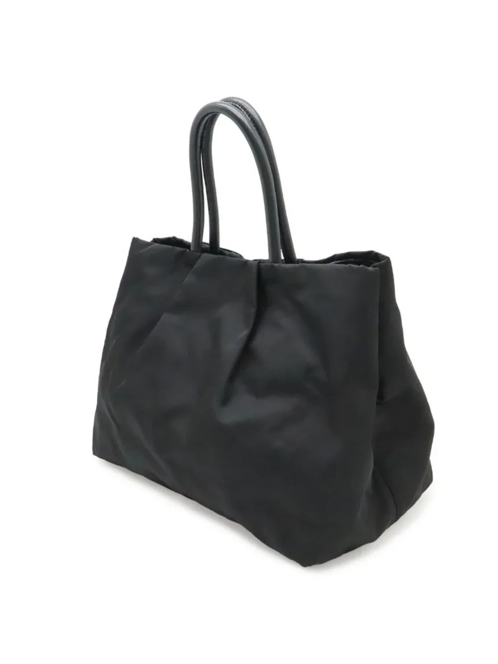 Prada Tote Ribbon Nylon Leather Nero Black Silver